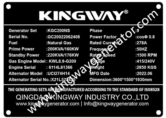 CE Kingway با کیفیت بالا 90KW NG ژنراتور گاز طبیعی با مصرف کم توسط موتور کامینز