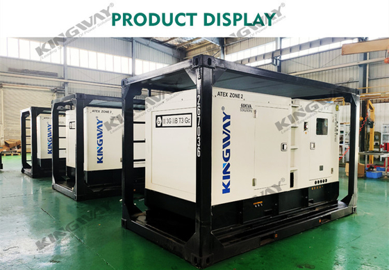 مجموعه دیزل ژنراتور بی صدا 60KVA ATEX Zone 2 با قاب بالابر دریایی