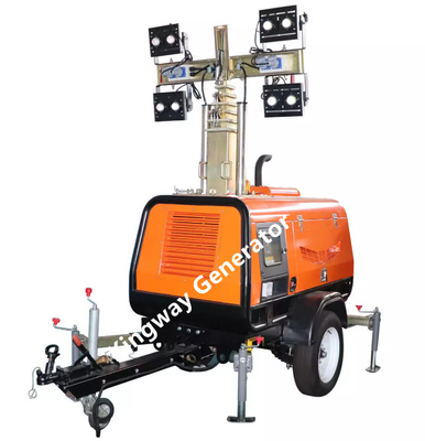 برج نور ساختمانی 8.8 متری 400 ولت با لامپ LED موتور Kubota