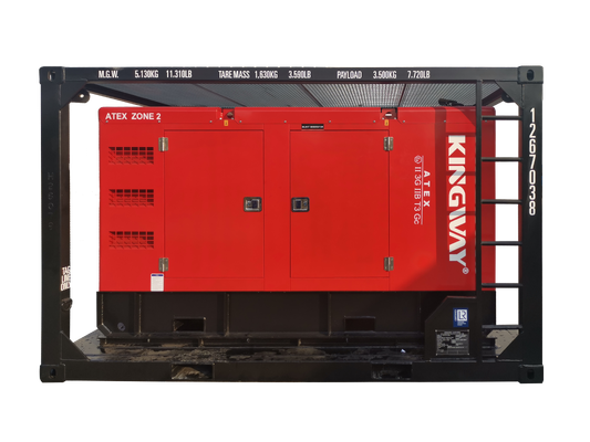ژنراتور دیزل سایلنت ضد انفجار کینگ‌وی 500KVA ATEX Zone 2 T3 با قاب بالابر گواهی شده DNV